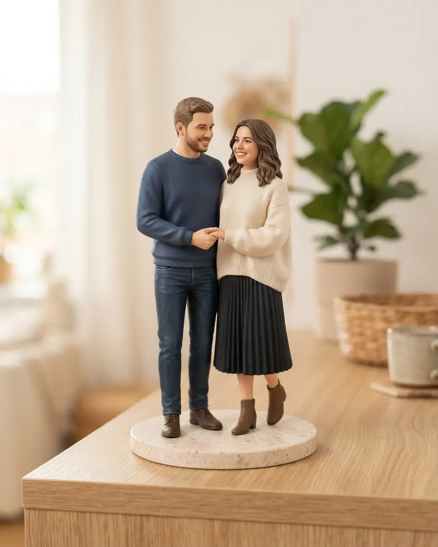 3D-фігурка закоханої пари у повсякденному романтичному образі Love Story